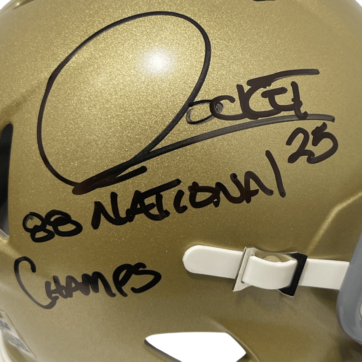 Rocket Ismail Signed Notre Dame Mini Helmet 88 National Champs Beckett W BAS COA