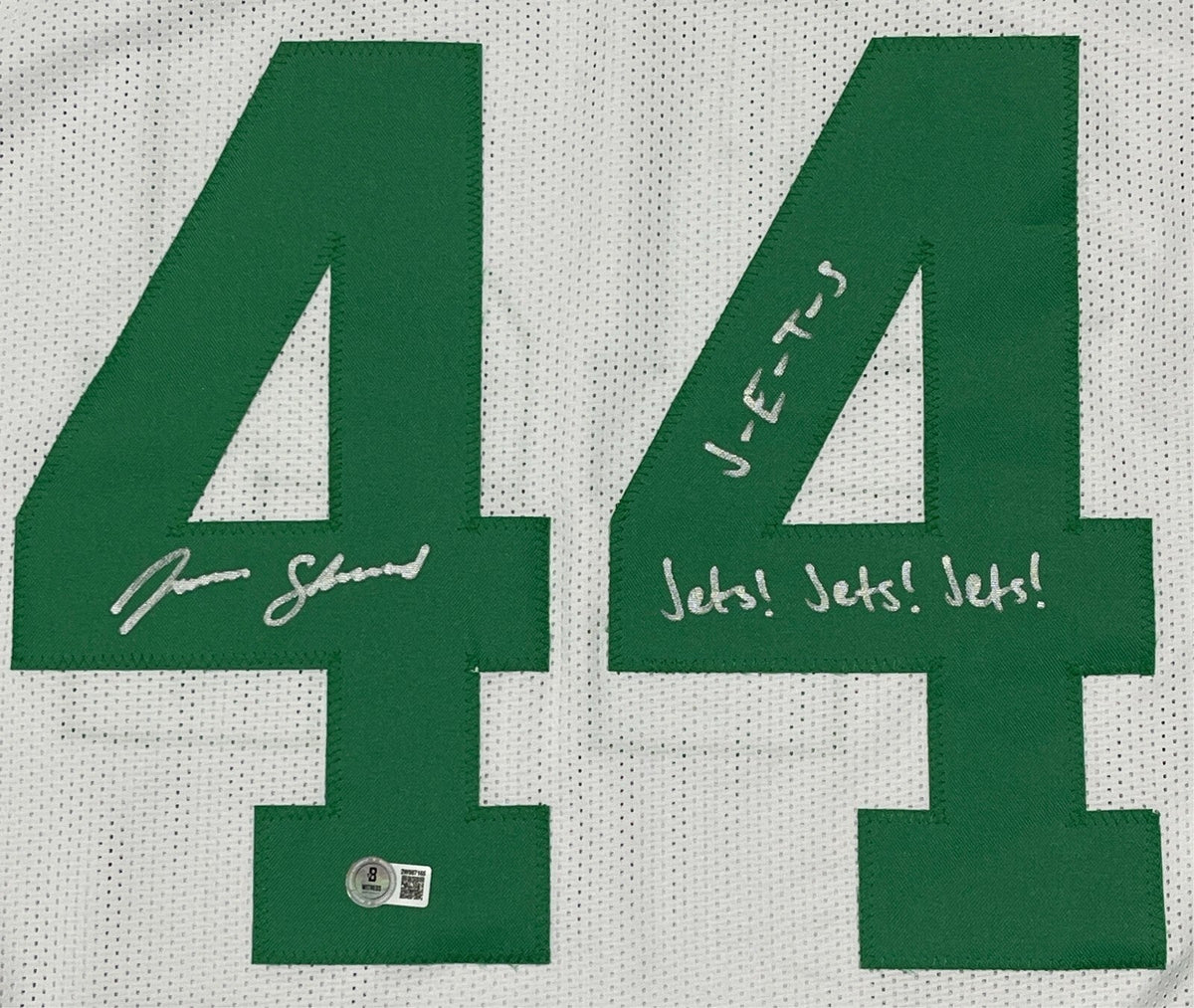 Jamien Sherwood Signed Jets Custom Jersey w/ J-E-T-S Jets Jets Beckett W BAS COA