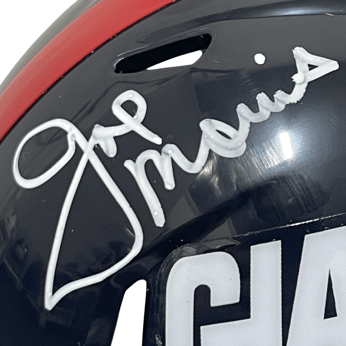 Joe Morris Signed Giants TB Mini Helmet w/ SB XXI Champ Beckett Witness BAS COA