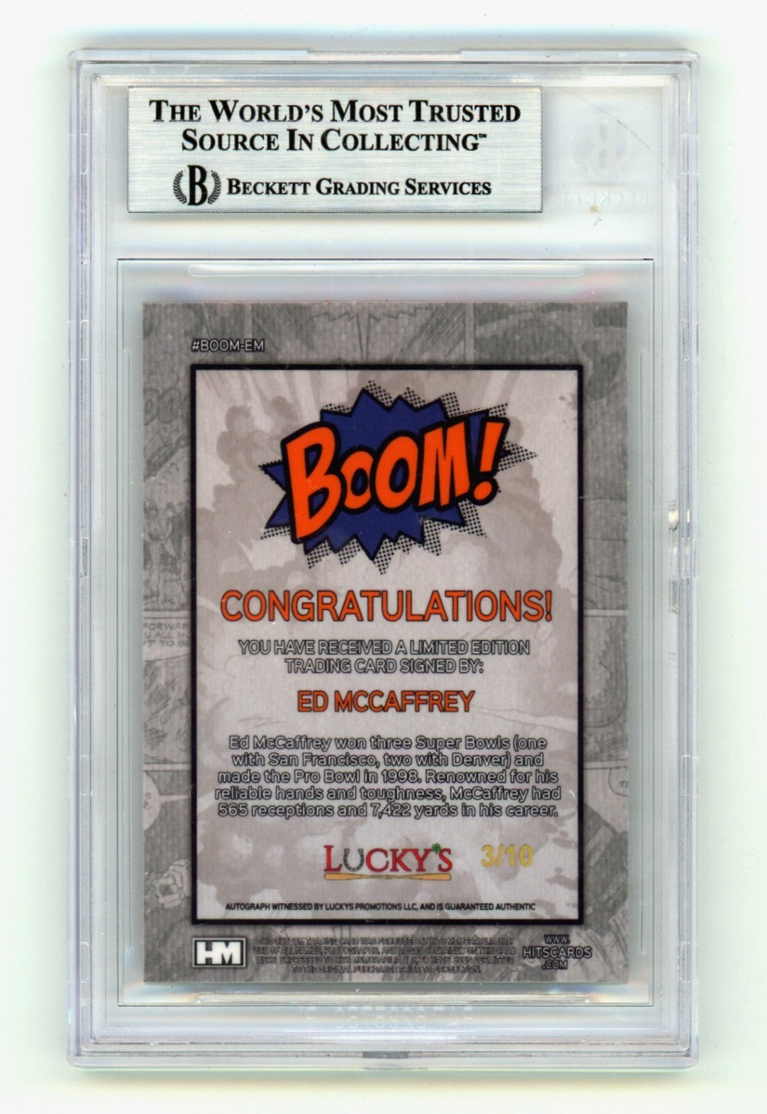 Ed McCaffrey 2024 Hits Memorabilia BOOM Gold /10 Signed BGS BAS Auto Denver