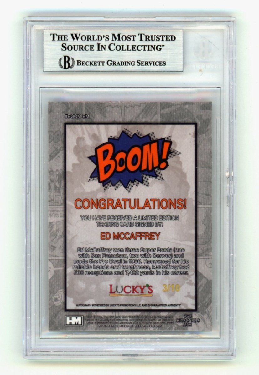 Ed McCaffrey 2024 Hits Memorabilia BOOM Gold /10 Signed BGS BAS Auto Denver