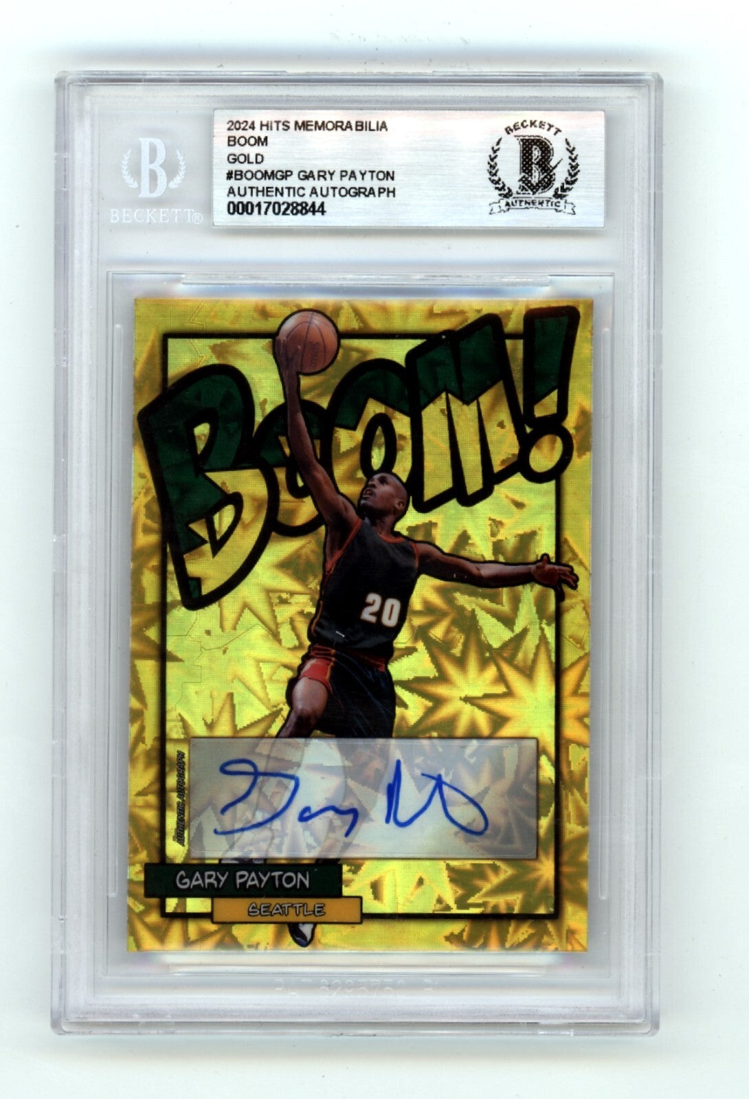 Gary Payton 2024 Hits Memorabilia BOOM Gold #/10 Signed BGS BAS Auto Sonics