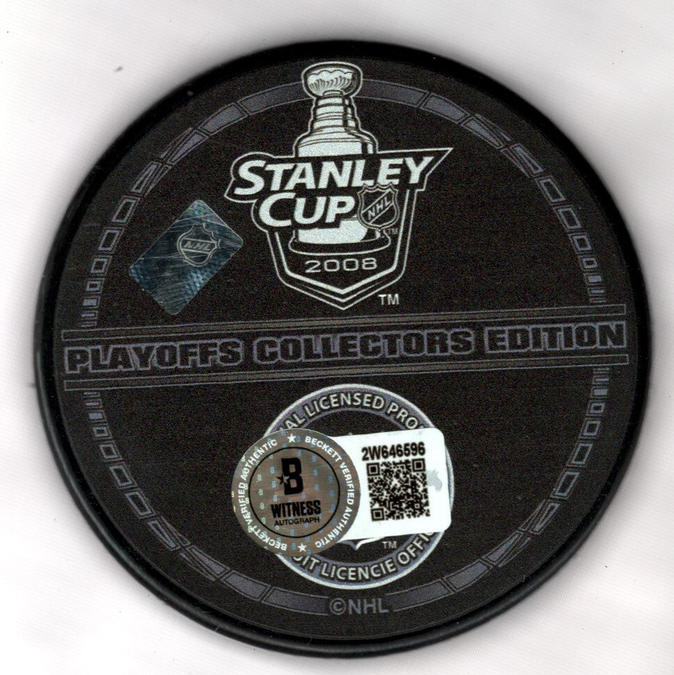 Chris Chelios Signed Auto 2008 Stanley Cup Puck w/ 2008 Cup Beckett BAS COA