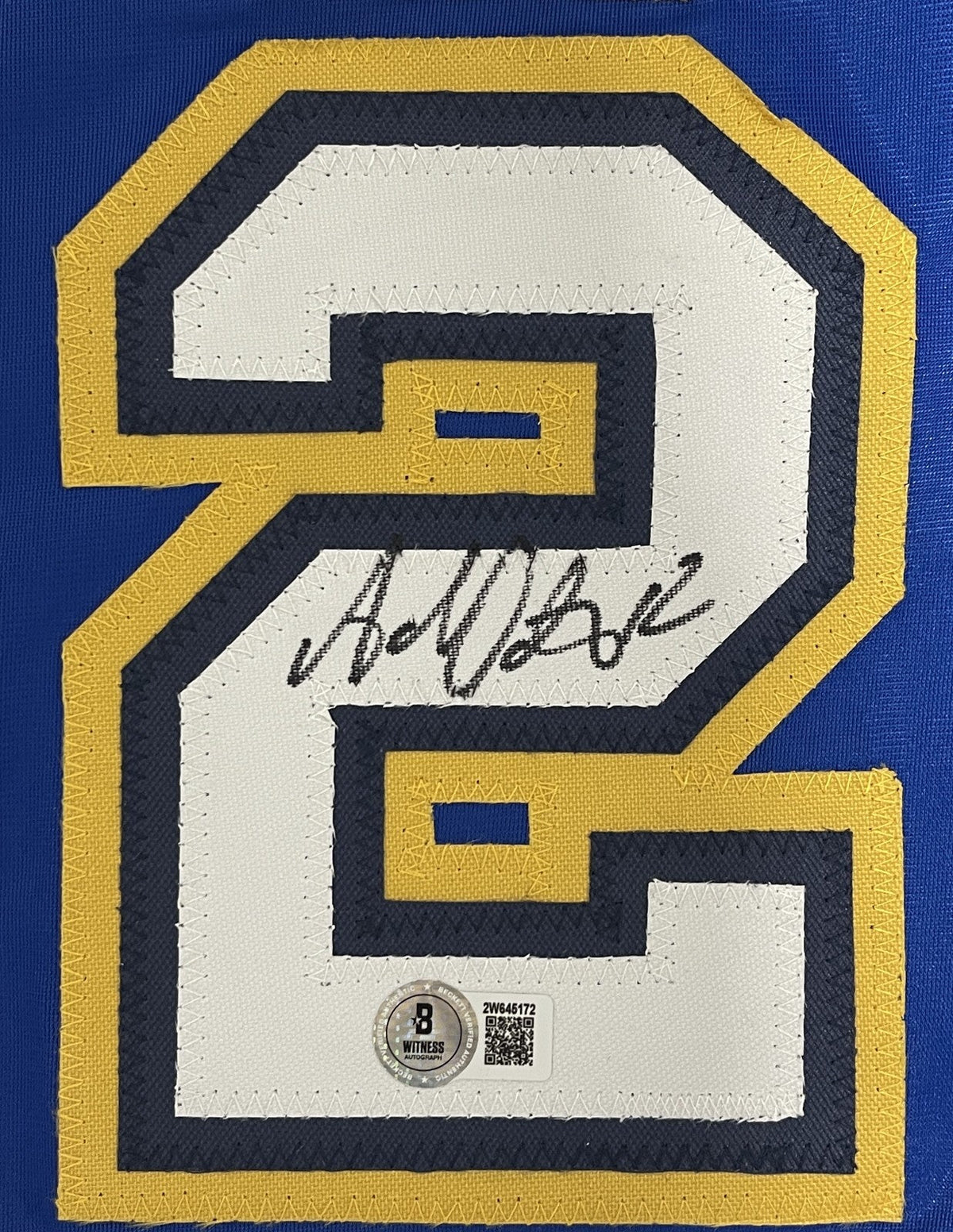 Brett Hull &amp; Adam Oates Dual Signed Blues Custom Jersey Beckett Witness BAS COA