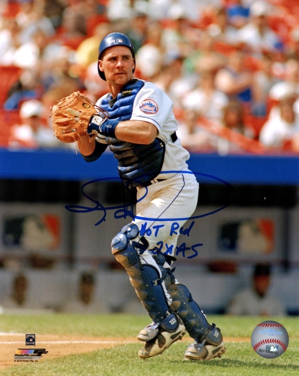 Todd Hundley Signed New York Mets 8x10 Photo File w/ 2x AS + Hot Rod LSCM COA