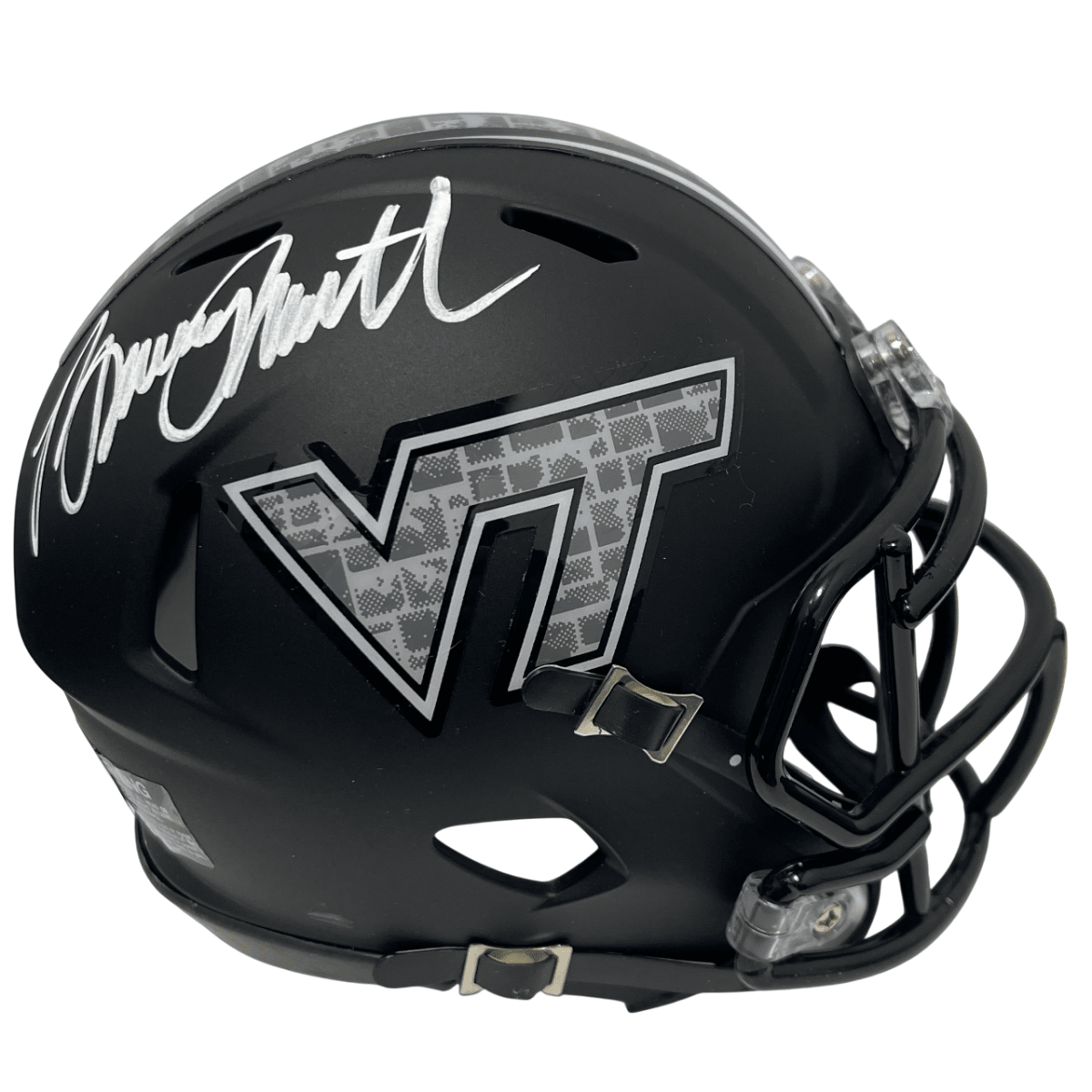 Bruce Smith Signed Virginia Tech Black Mini Helmet Beckett Witness BAS COA