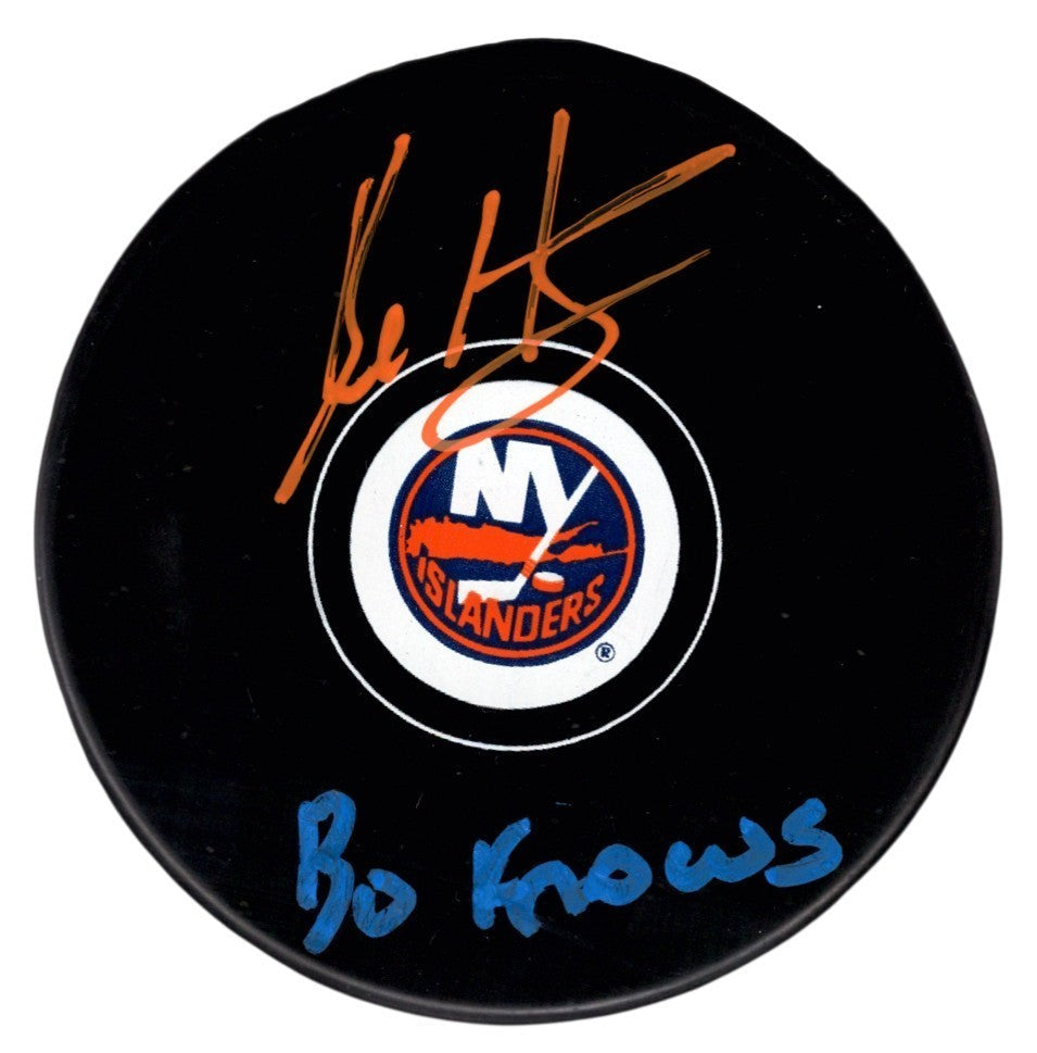 Bo Horvat Signed New York Islanders Puck w/ Bo Knows Beckett Witness BAS COA B/O