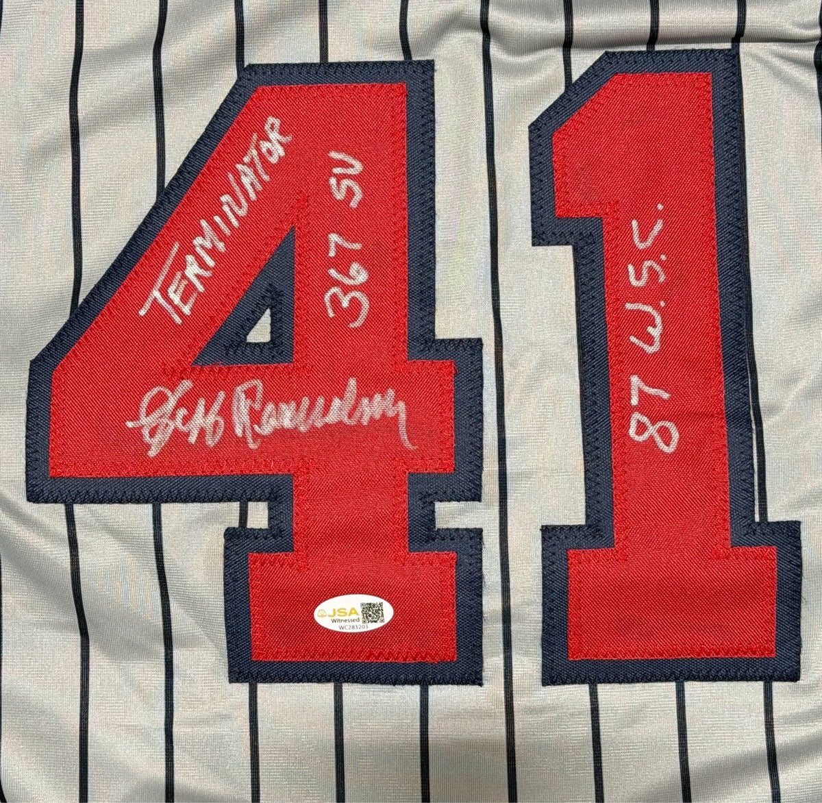 Jeff Reardon Signed Minnesota Twins Custom Jersey w/ 3 Insc JSA Witness COA