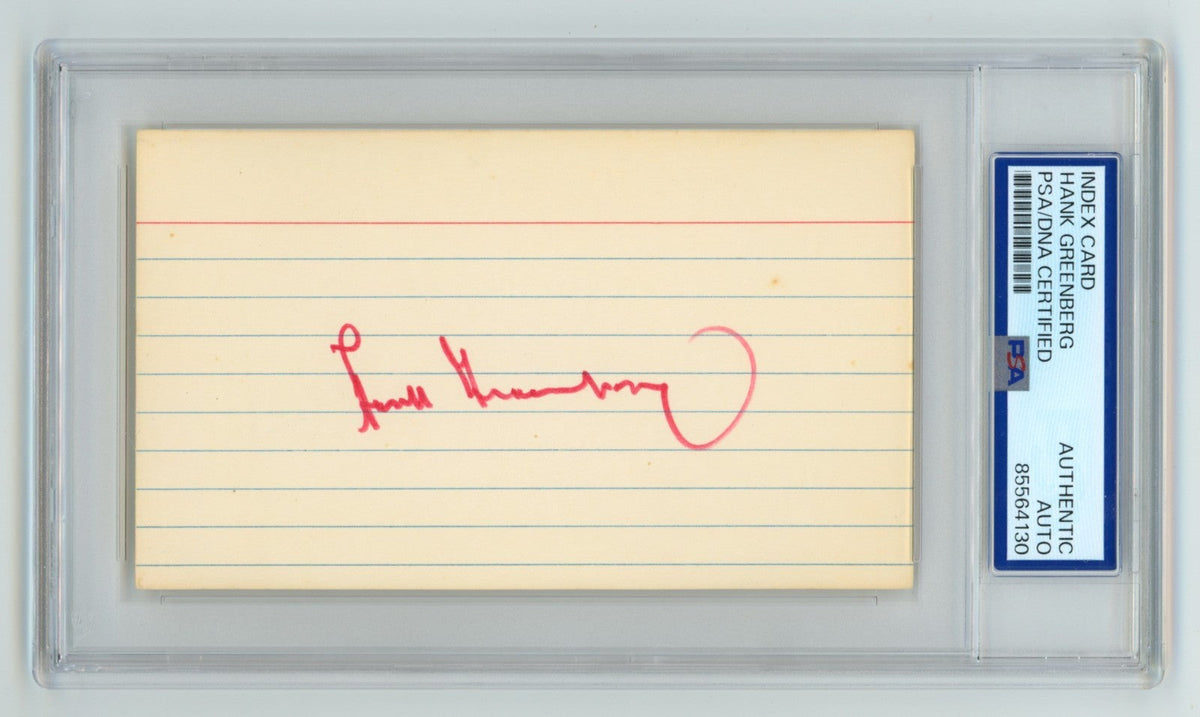 Hank Greenberg Signed Autographed 3x5 Index Card Cut PSA DNA Auto Tigers H
