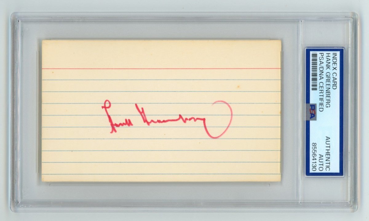 Hank Greenberg Signed Autographed 3x5 Index Card Cut PSA DNA Auto Tigers H