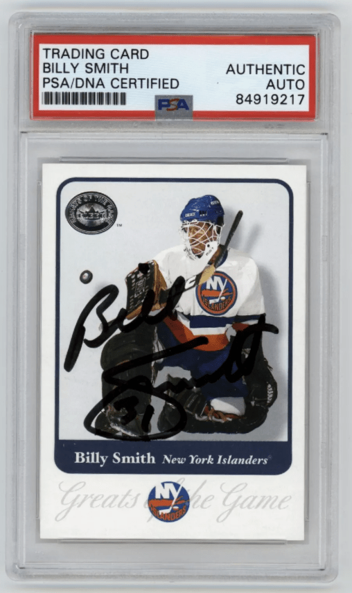 Billy Smith 2001-02 Fleer Greats of the Game #17 Signed PSA Authentic Auto Blk