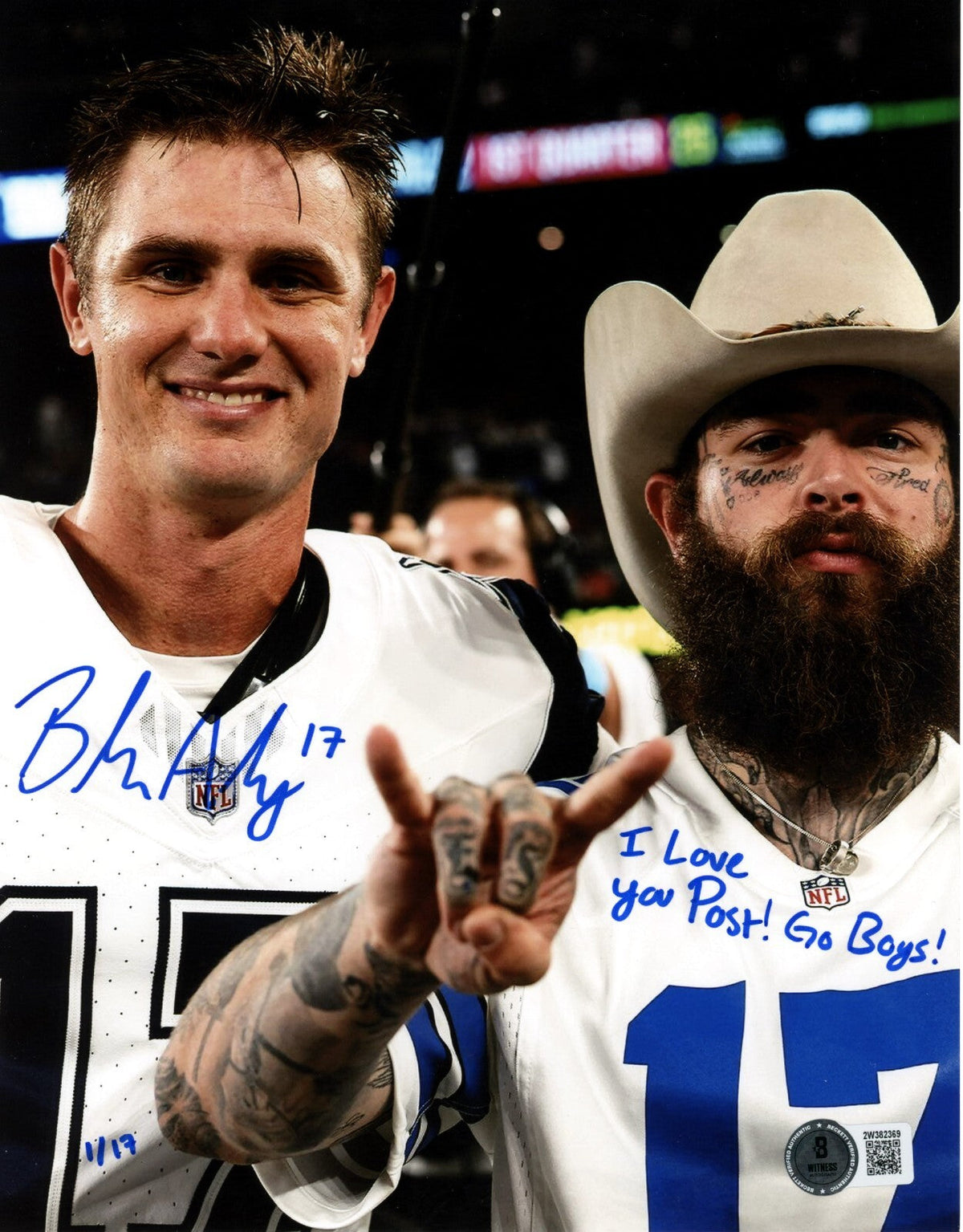 Brandon Aubrey Signed 8x10 Photo I Love You Post + LE #/17 Beckett BAS COA