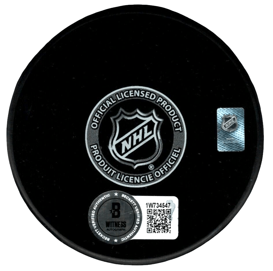 Vincent Trocheck Signed New York Rangers Logo Puck Beckett Witness BAS COA
