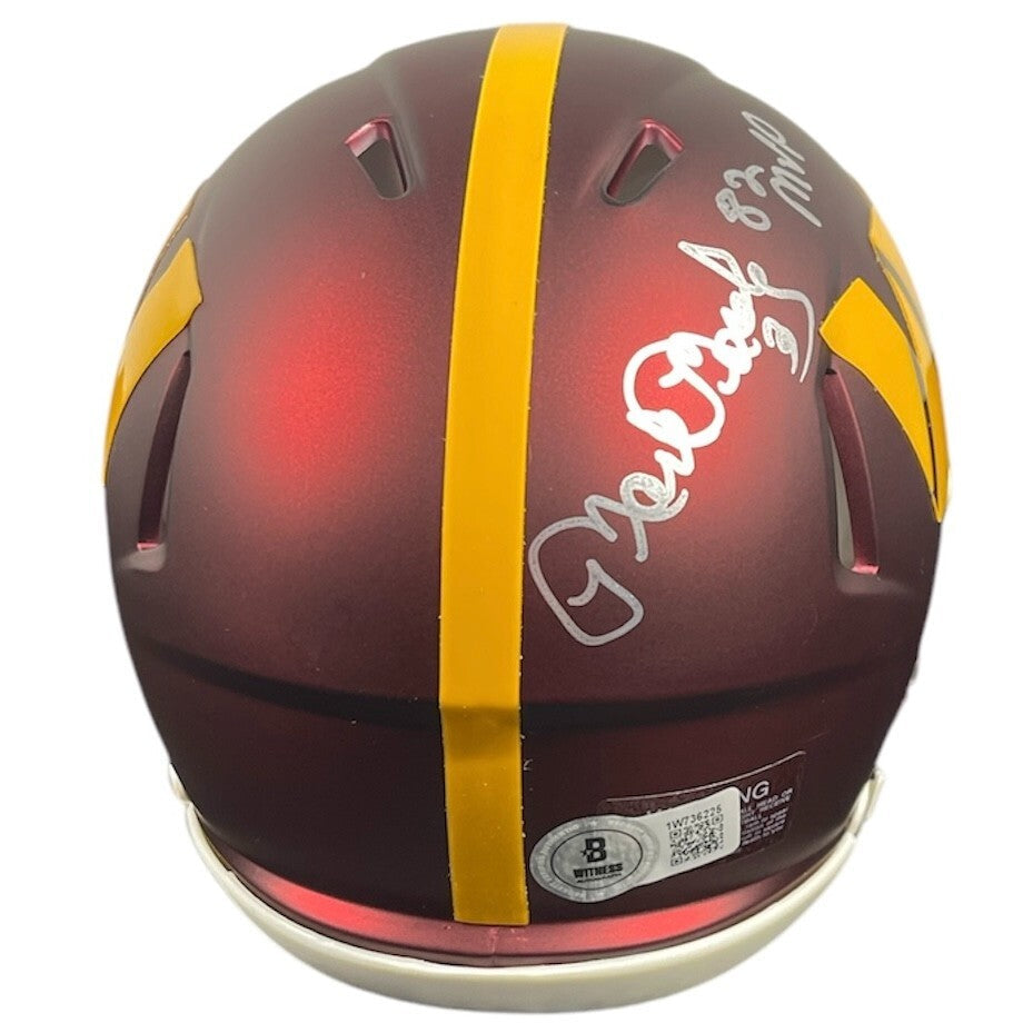 Mark Moseley Signed Washington Mini Helmet w/ 82 MVP Beckett Wit BAS COA