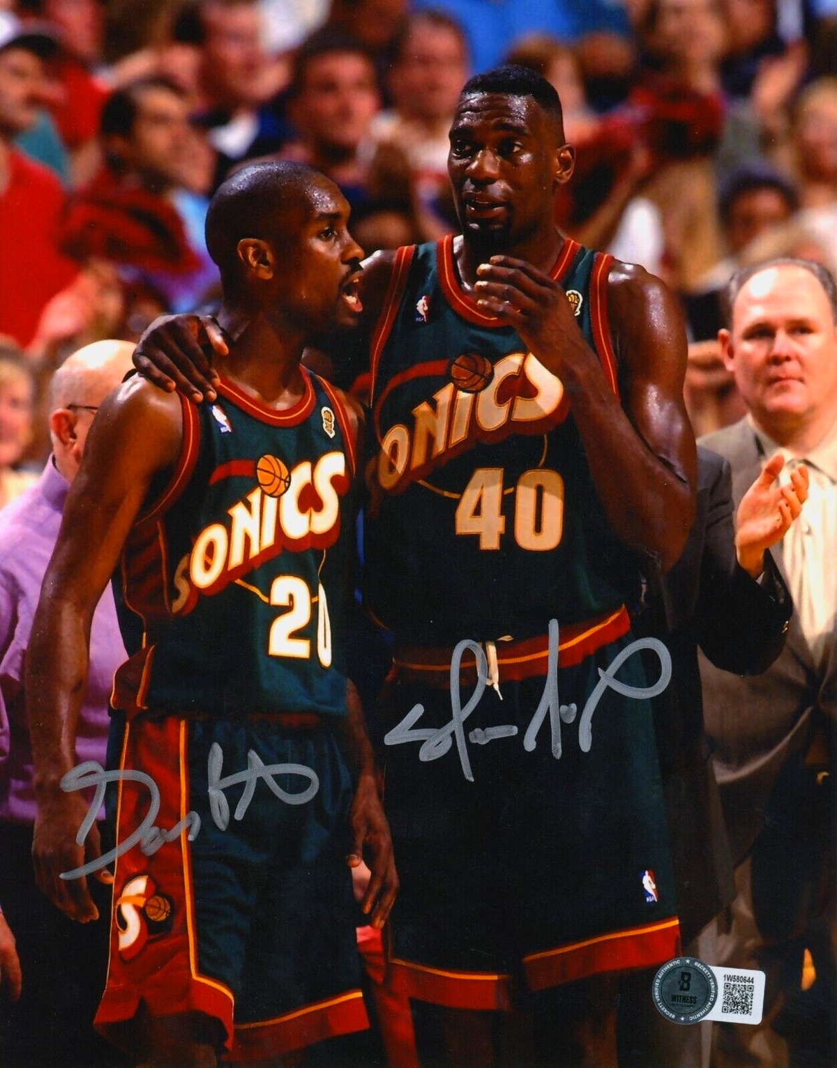 Shawn Kemp &amp; Gary Payton Dual Signed Sonics 8x10 Photo Beckett Wit BAS COA #2