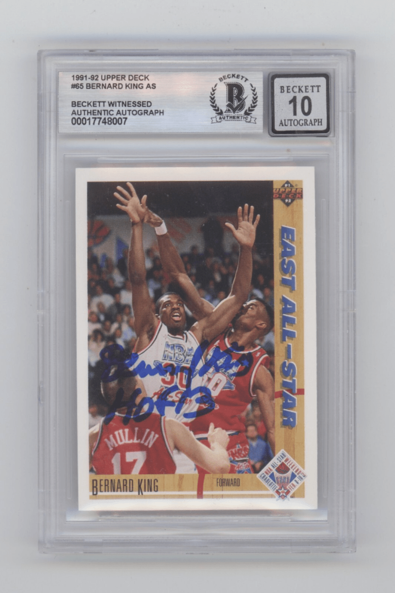 Bernard King 1991-92 Upper Deck #65 All Star Signed w/HOF 13 Beckett BGS 10 Auto