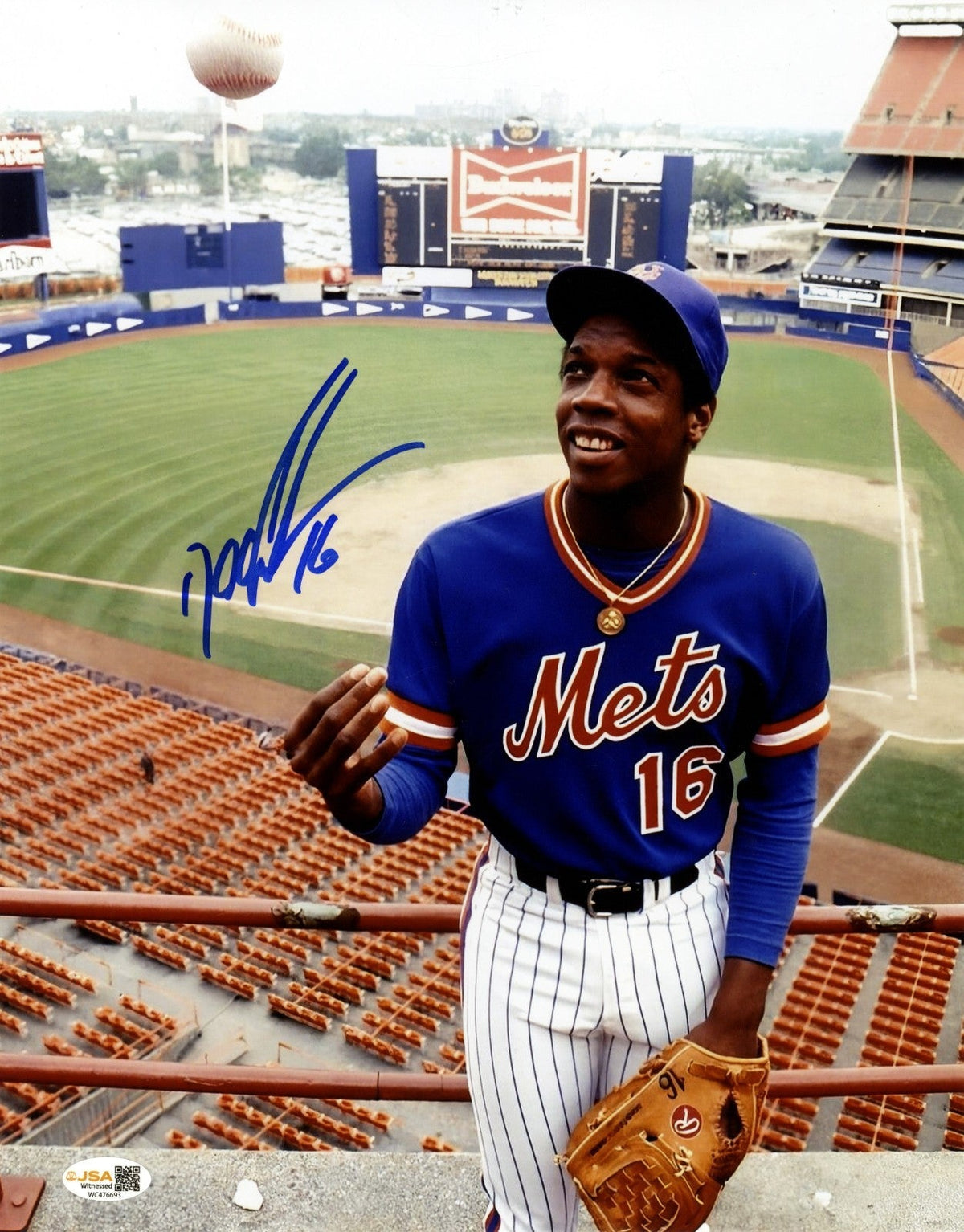 Doc Gooden Signed Autographed New York Mets 11x14 Photo w/ #16 JSA Witness COA