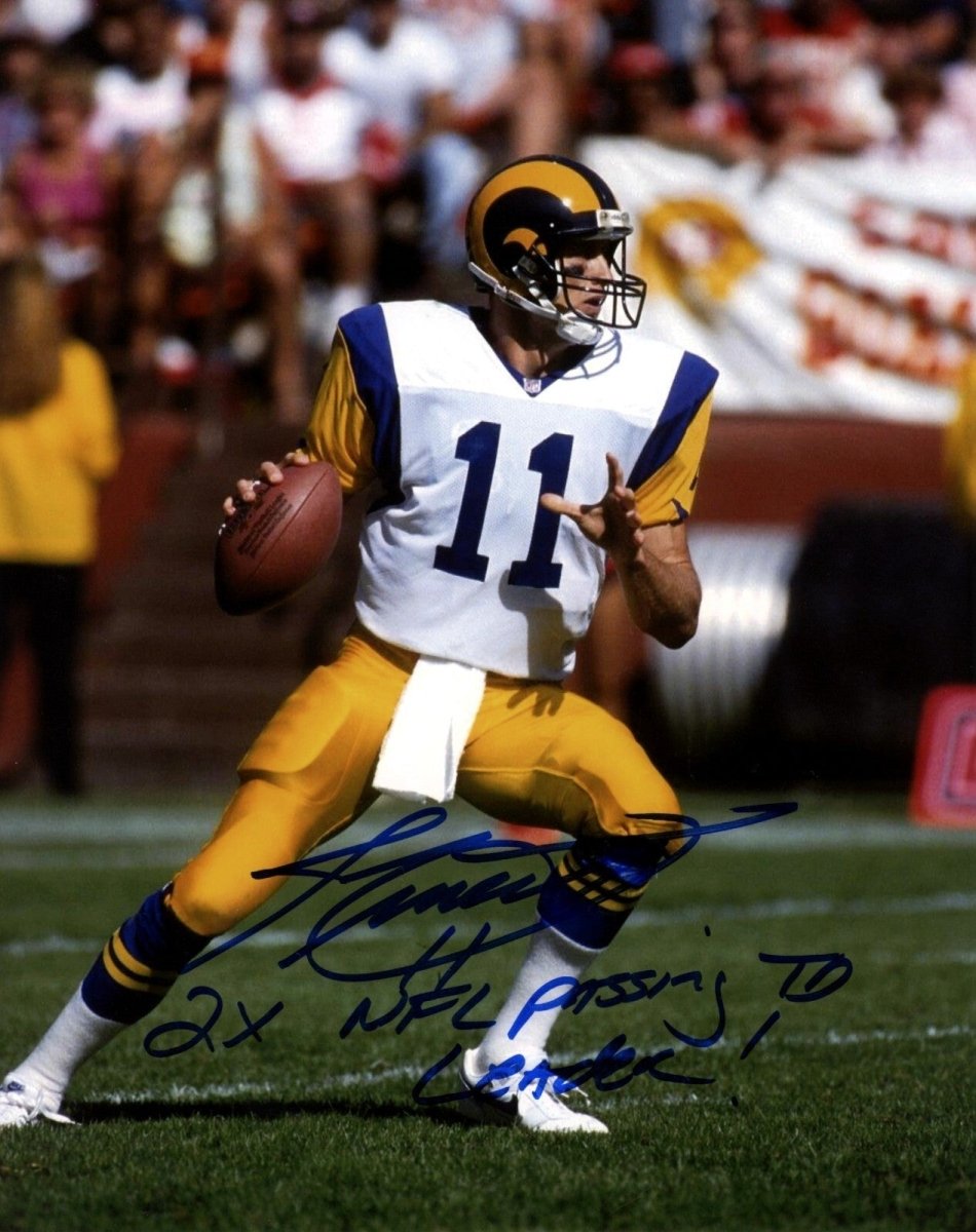 Jim Everett Signed LA Rams 8x10 Photo w/ 2x NFL Passing TD Leader LSCM COA