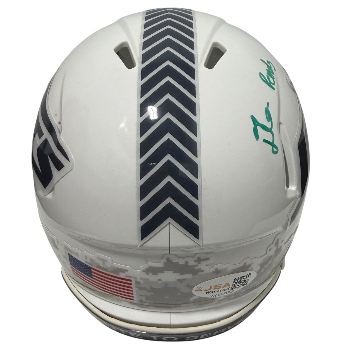 D'Angelo Ponds Signed New York Jets Salute Mini Helmet w/ Gang Green JSA Wit COA
