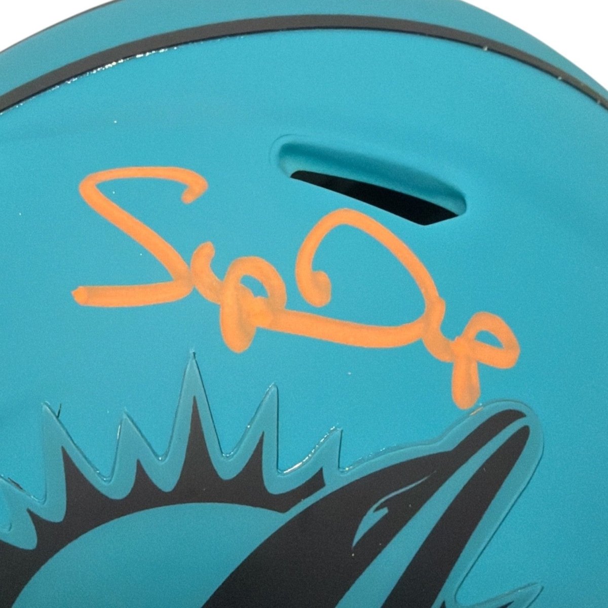 Mark Clayton &amp; Mark Duper Dual Signed Dolphins Rave Mini Helmet JSA Wit COA