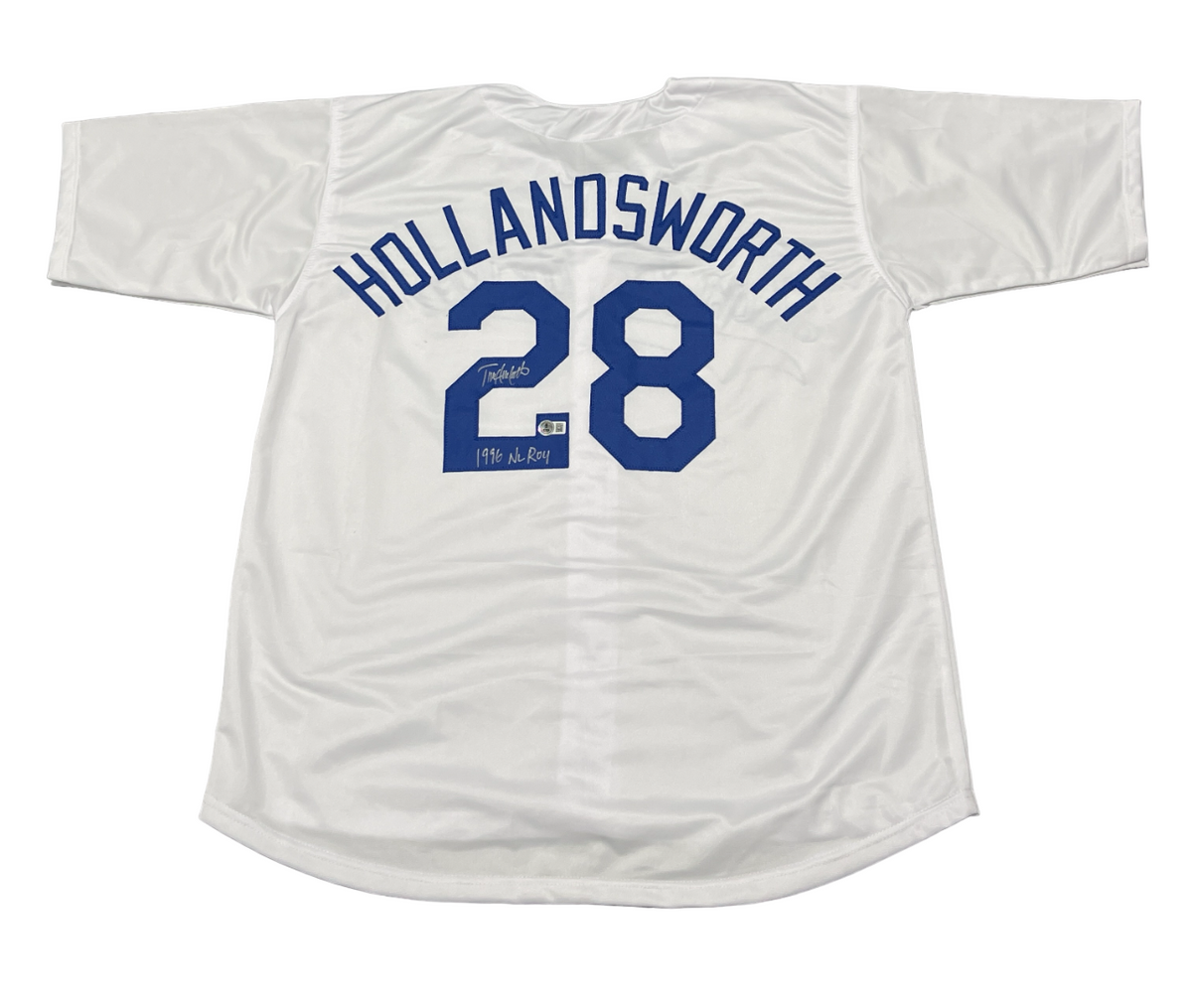 Todd Hollandsworth Signed LA Dodgers Custom Jersey w 96 NL ROY Beckett W BAS COA