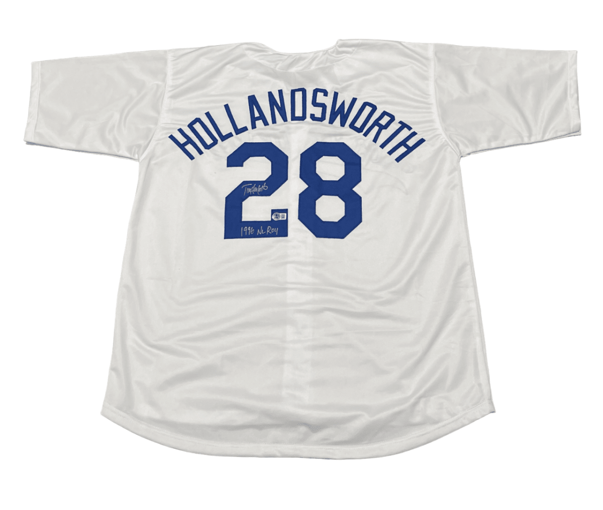 Todd Hollandsworth Signed LA Dodgers Custom Jersey w 96 NL ROY Beckett W BAS COA