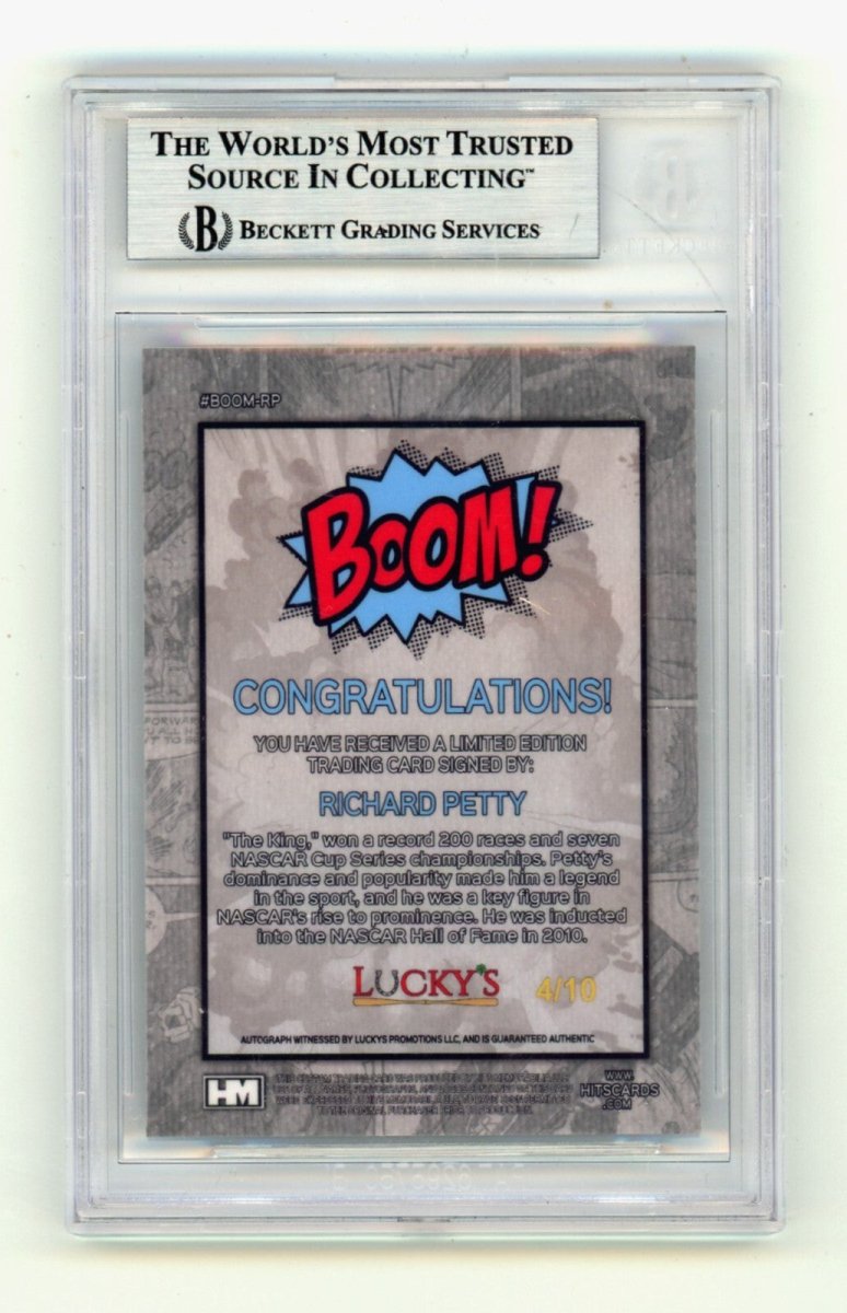 Richard Petty 2024 Hits Memorabilia BOOM Silver /10 Signed BGS BAS Auto The King