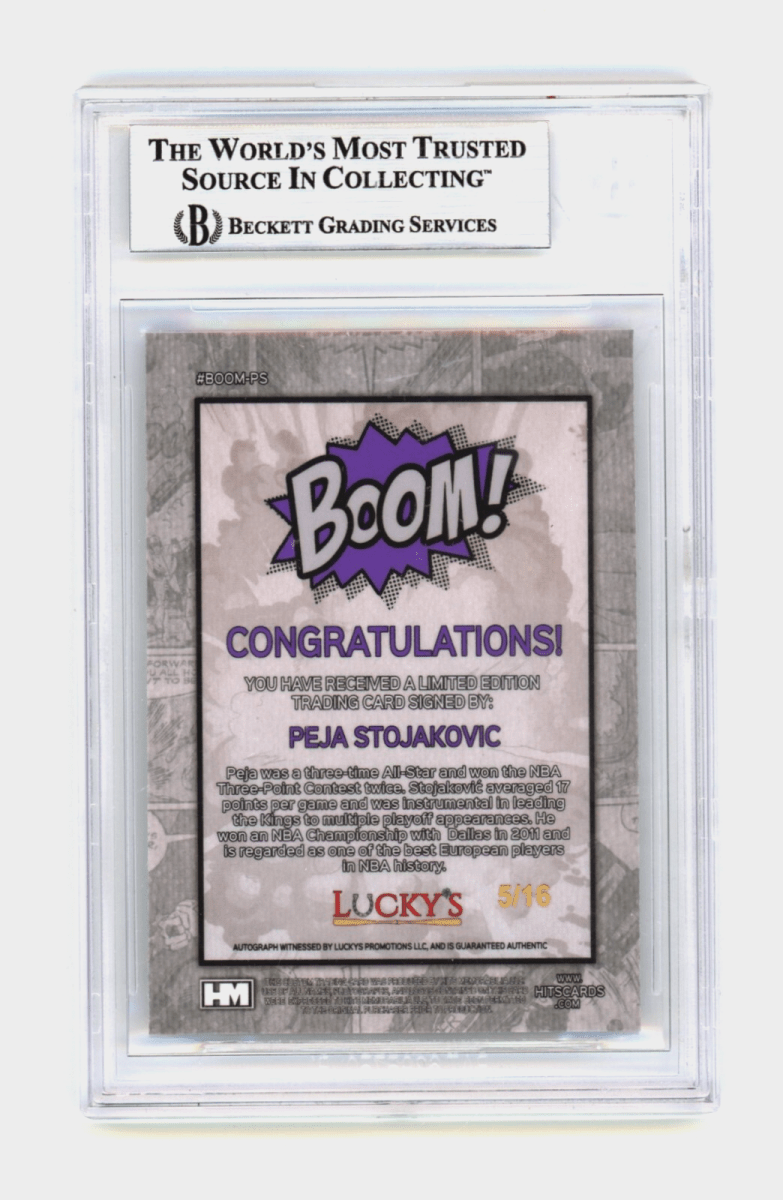 Peja Stojakovic 2024 Hits Memorabilia BOOM Silver /16 Signed BGS BAS Auto Kings