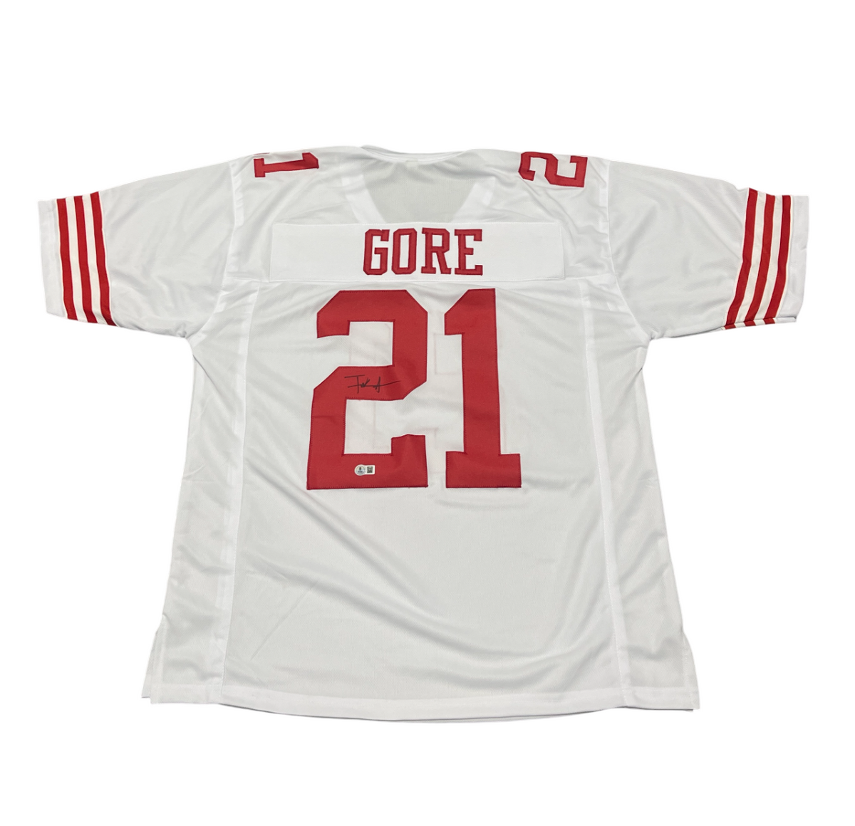 Frank Gore Signed San Francisco 49ers Custom White Jersey Beckett BAS COA