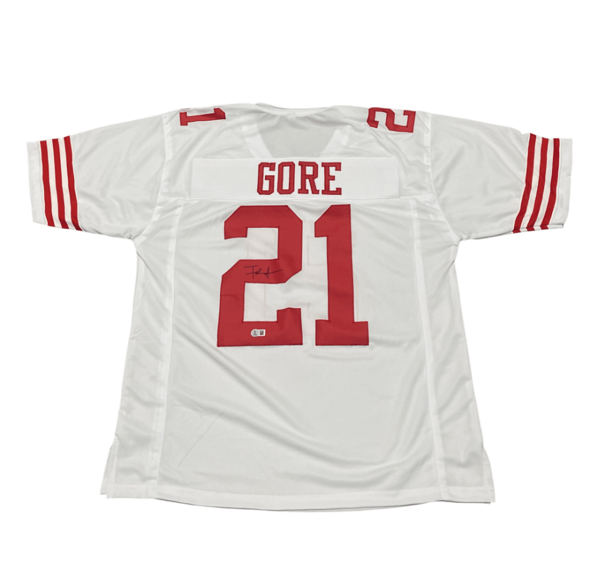 Frank Gore Signed San Francisco 49ers Custom White Jersey Beckett BAS COA
