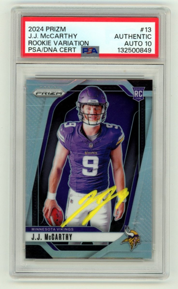 J.J. McCarthy 2024 Panini Prizm 400 Signed Rookie Variation Prizm RC PSA 10 Auto
