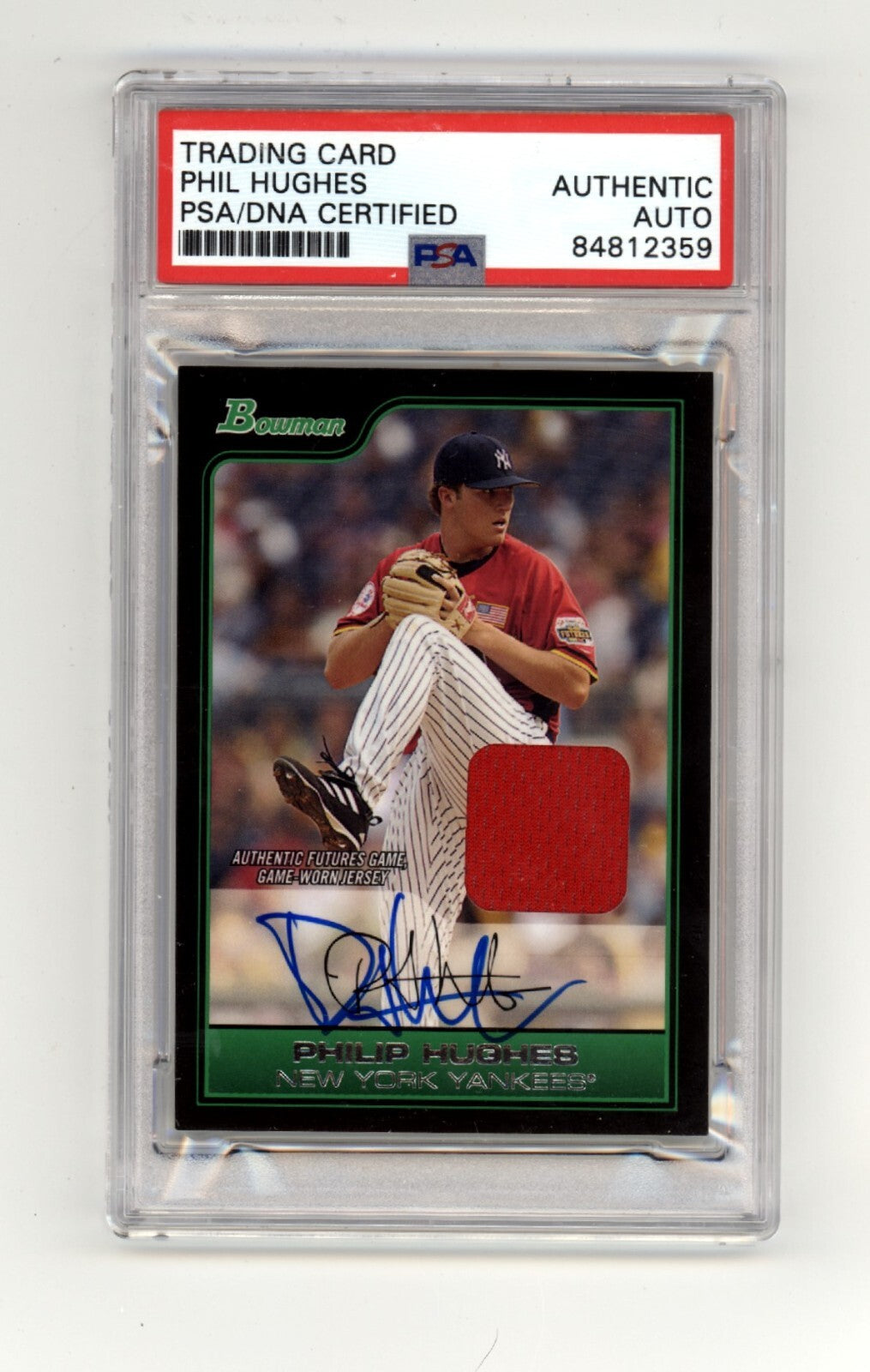 Phil Hughes 2006 Bowman Futures Game Jersey Rookie RC Signed PSA Authentic Auto