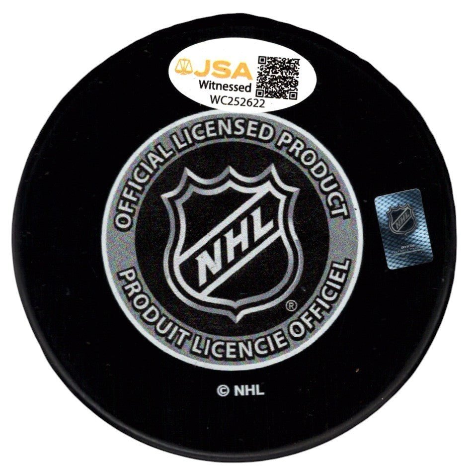 Dennis Seidenberg Signed Bruins 2011 Stanley Cup Puck w/ Insc. JSA Witness COA
