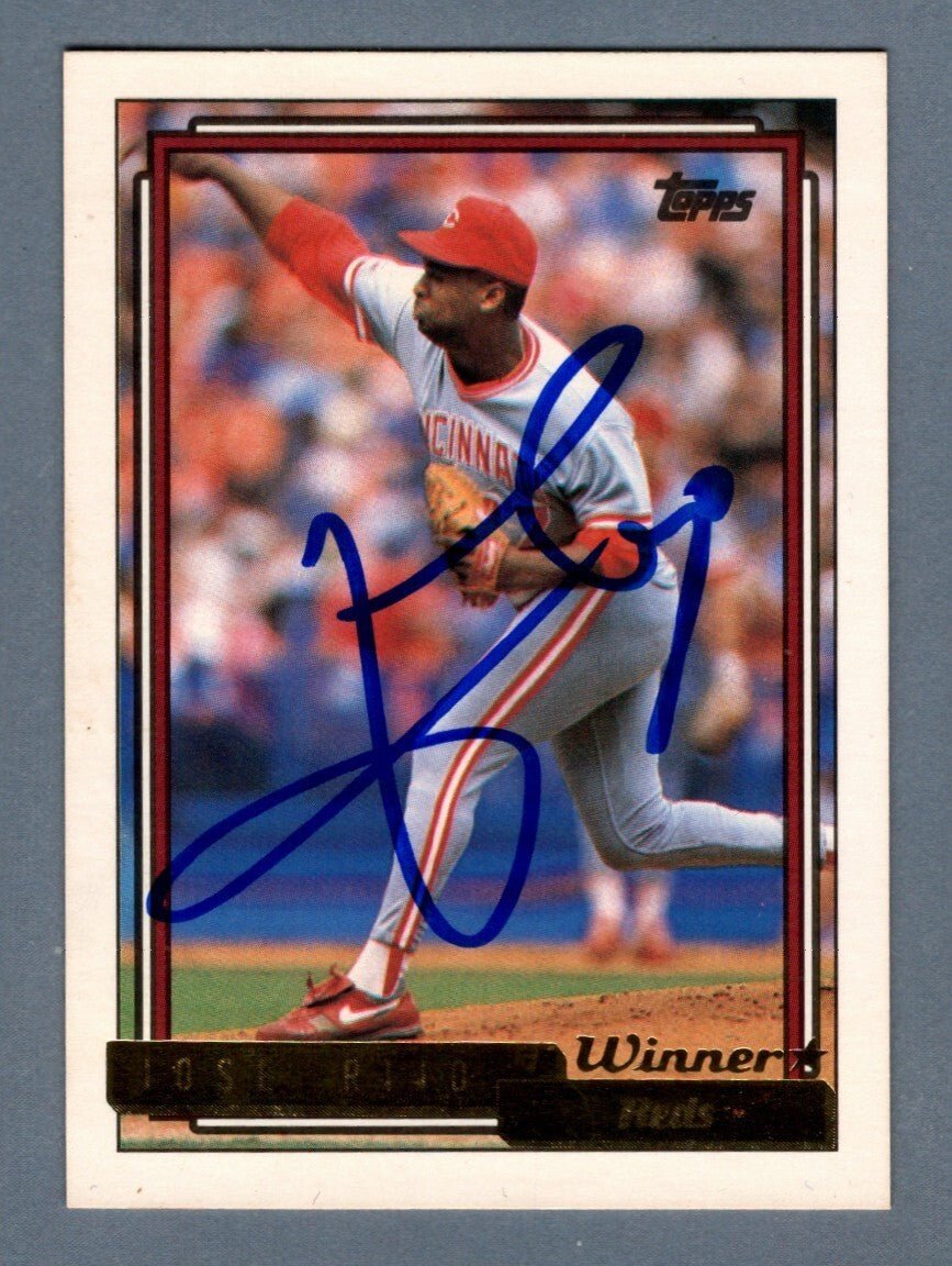 Jose Rijo Signed 1992 Topps Gold Winners #220 LSCM COA Cincinnati Reds