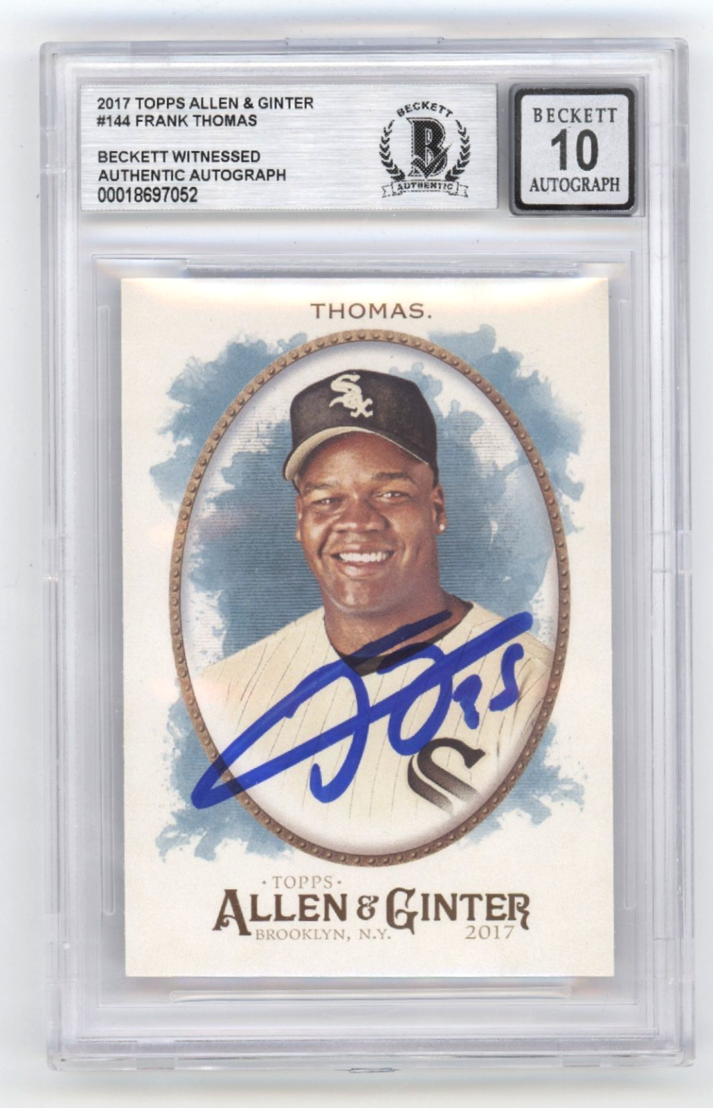 Frank Thomas 2017 Topps Allen &amp; Ginter #144 Signed Beckett BGS 10 Auto White Sox