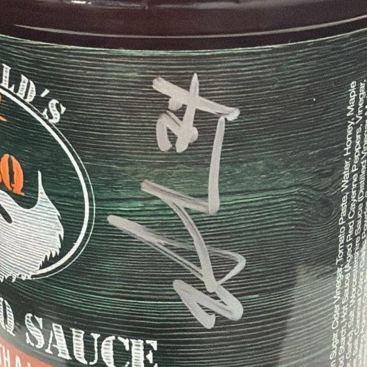 Nick Mangold Signed Autographed Mangold's 74 BBQ O.G. Sauce Jar JSA COA Jets