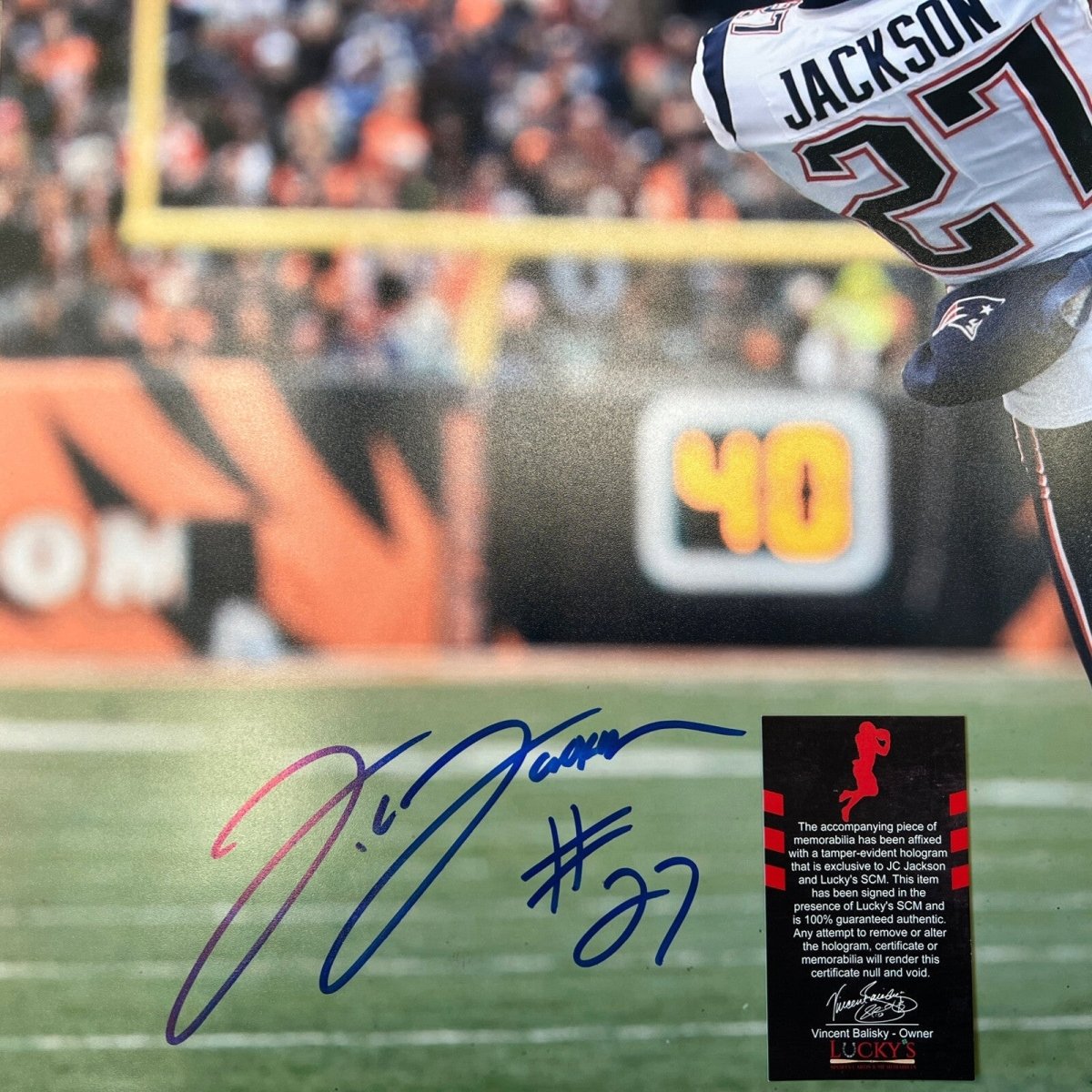 JC Jackson Signed Auto 16x20 Photo PSA ITP COA New England Patriots WHITE INT