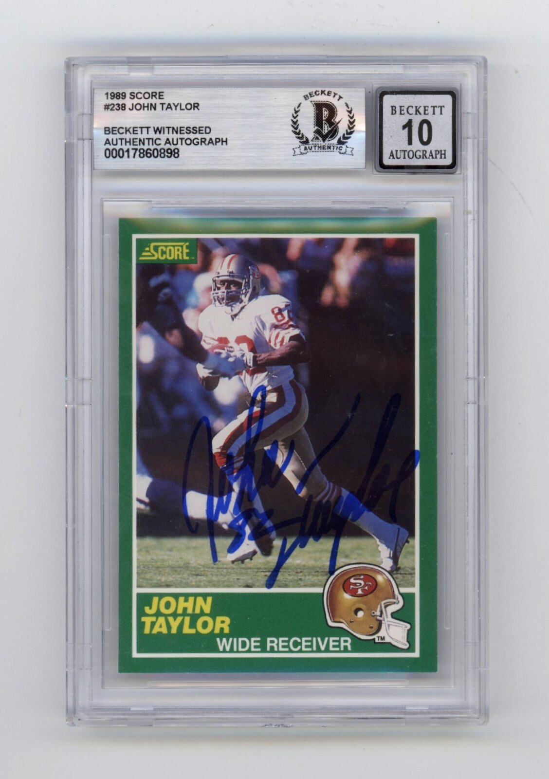 John Taylor 1989 Score #238 RC Signed Beckett BGS 10 Auto San Francisco 49ers