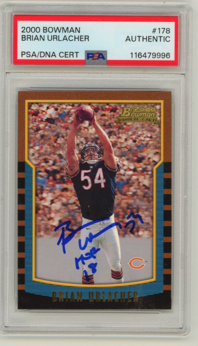 Brian Urlacher 2000 Bowman 178 Signed Rookie RC w/ HOF 18 PSA Auto Chicago Bears