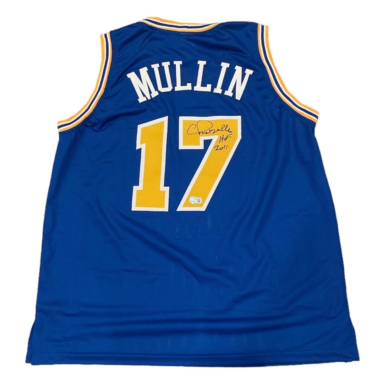 Chris Mullin Signed Warriors Custom Jersey w/ HOF 2011 Beckett Witness BAS COA