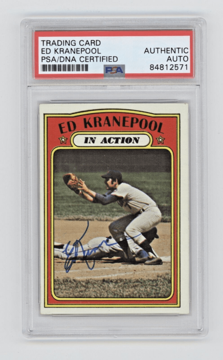 Ed Kranepool 1972 Topps Baseball In Action #182 Signed PSA Authentic Auto Mets