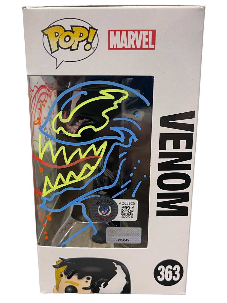 Tom Hardy Signed Venom Funko Pop #363 w/ Sam De La Rosa Sketch BAS &amp; JSA COA B