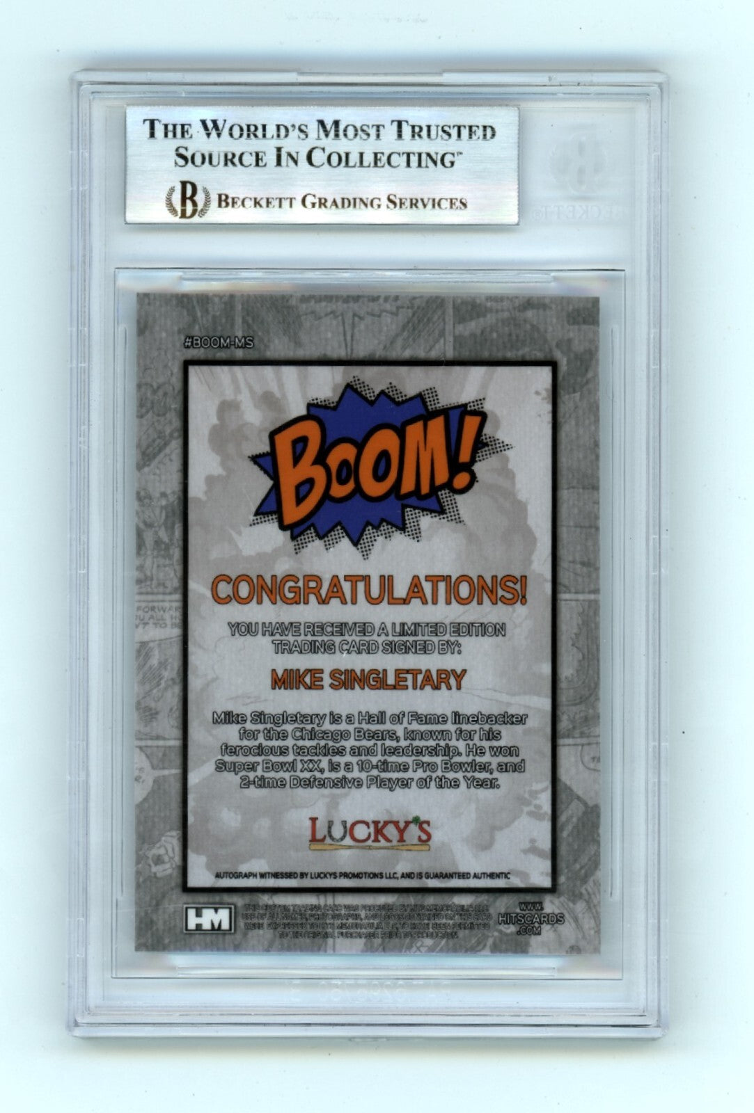 Mike Singletary 2024 Hits Memorabilia BOOM Silver Signed BGS BAS Auto Bears