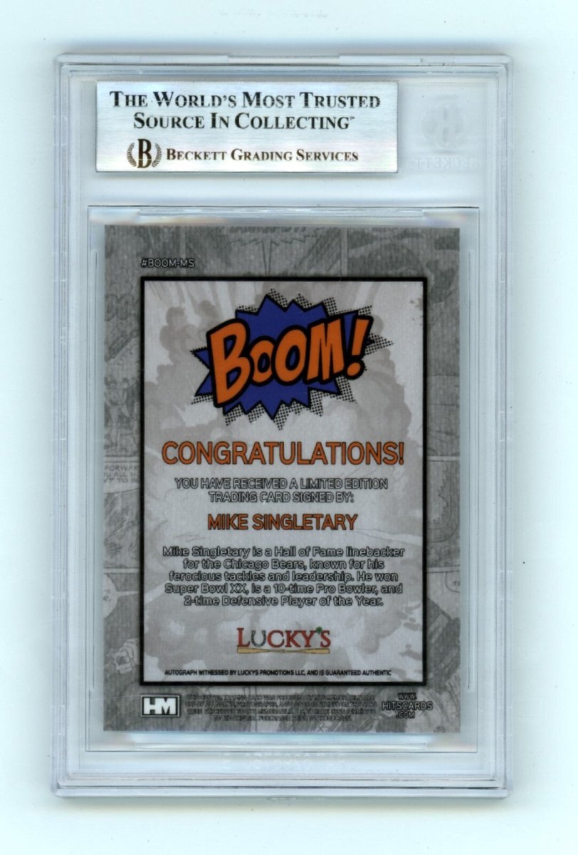 Mike Singletary 2024 Hits Memorabilia BOOM Silver Signed BGS BAS Auto Bears