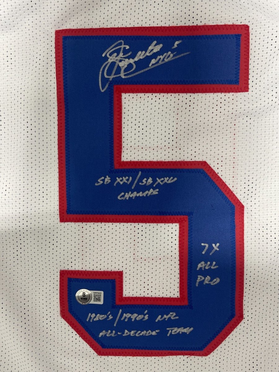 Sean Landeta Signed New York Giants Custom Jersey w/ 3 Ins Beckett Wit BAS COA
