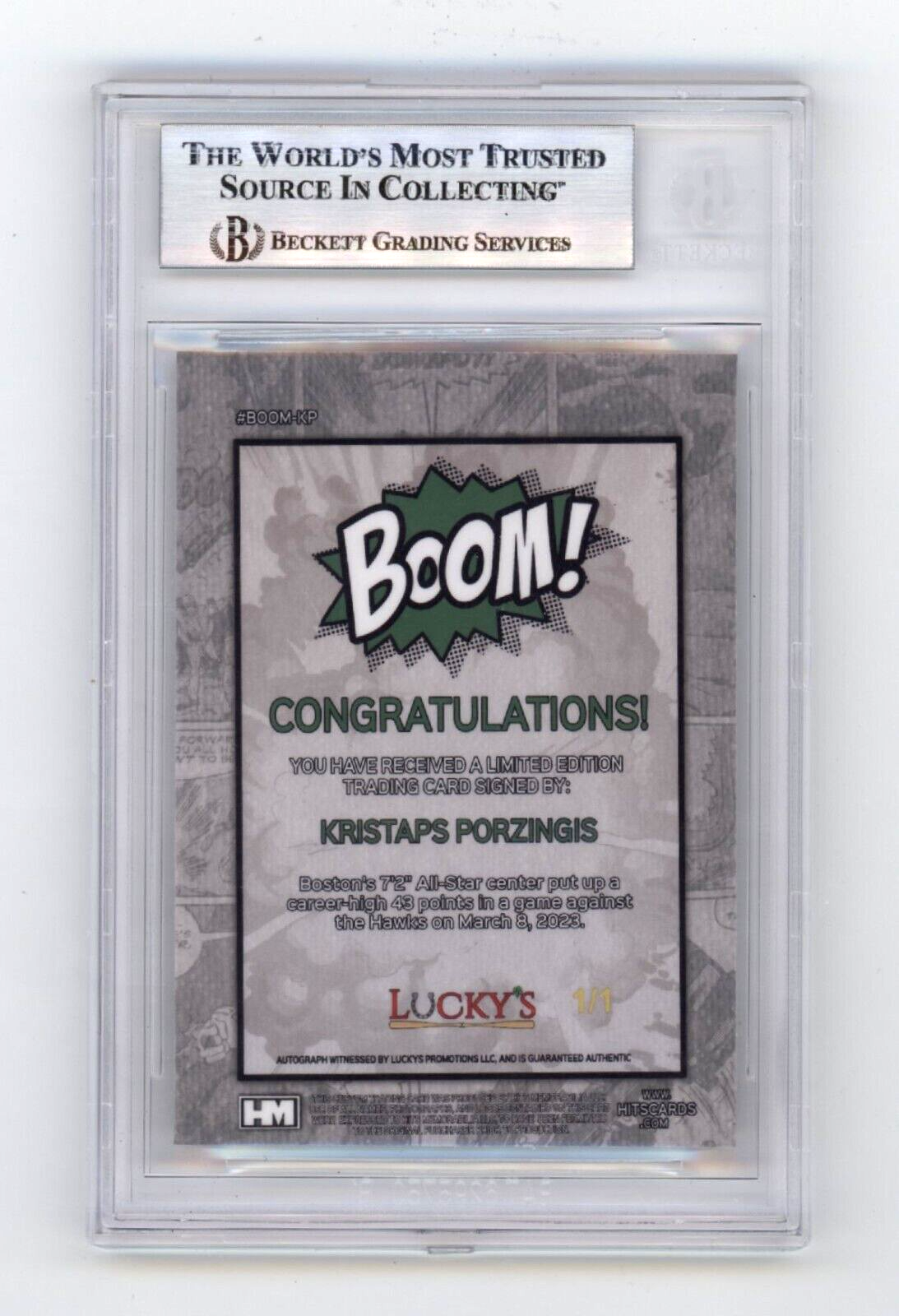 Kristaps Porzingis 2024 Hits Memorabilia BOOM Super #1/1 Signed BGS BAS Auto