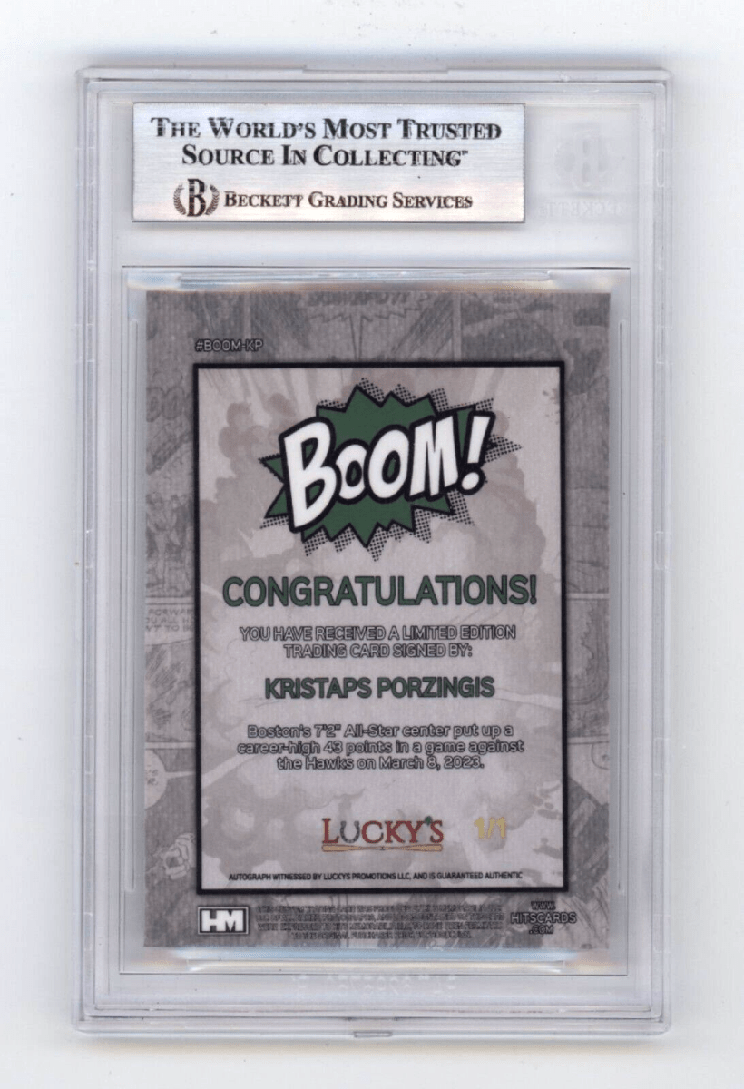 Kristaps Porzingis 2024 Hits Memorabilia BOOM Super #1/1 Signed BGS BAS Auto