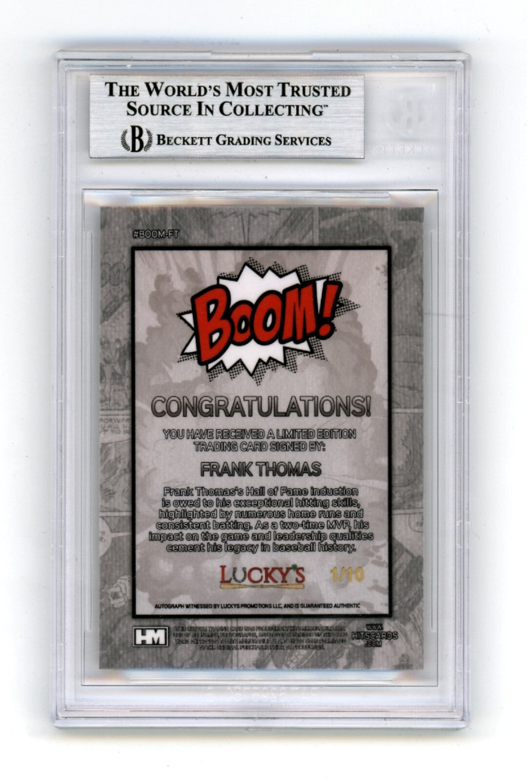Frank Thomas 2024 Hits Memorabilia BOOM Gold #/10 Signed BGS BAS Auto White Sox