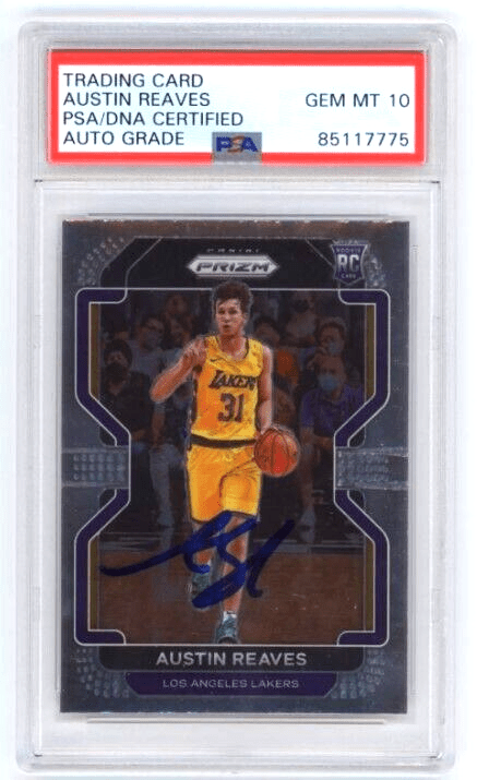 Austin Reaves 2021-22 Panini Prizm #165 Rookie RC Signed 10 Auto PSA DNA Lakers
