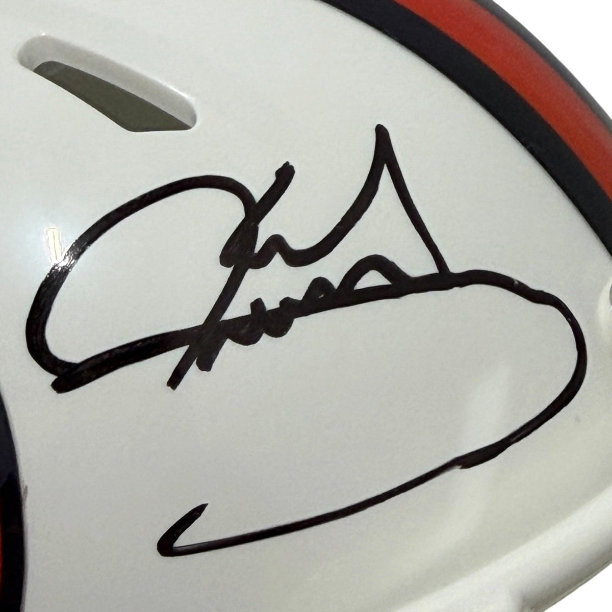 Karl Mecklenburg Signed Denver Broncos ALT TB White Mini Helmet JSA Witness COA